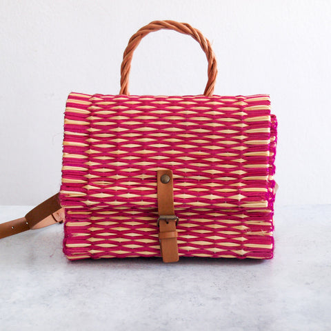 Panier traditionnel portugais avec sangle - Petit Magenta