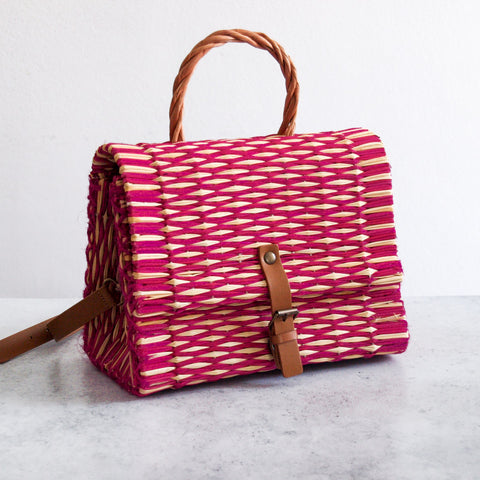Panier traditionnel portugais avec sangle - Petit Magenta